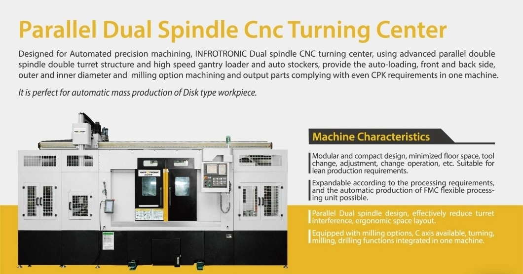 Parallel Double Spindle CNC Lathe Turning Center of TT20